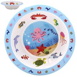 The Leonardo Collection Little Stars Sea Life Bowl | Durable Kids Bowl for Meals & Snacks | Cute Toddler Dish for Home & Travel | Safe & Lightweight Plastic Bowl | Lovely Gift for Boys & Girls
