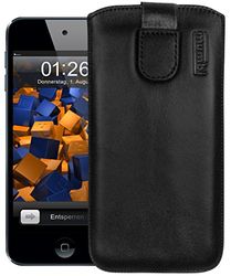 mumbi Étui en Cuir véritable Compatible avec Apple iPod Touch 5G / 6G / 7G Case Wallet en Cuir, Noir