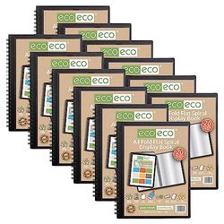 eco-eco A4 50% Recycled 20 Pocket Fold Flat Spiral Bound Display Book, Pack of 12, eco133x12