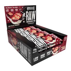 Warrior Raw Protein Bars – 12 x 75g Oat Bar Flapjacks – High Fibre, Low Sugar – Ideal Meal Replacement or Healthy Nutrition Energy Snacks – HFSS/GMP Certified – UK Made (Red Velvet Brownie)