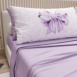 PETTI Artigiani Italiani - Parure de lit 100% Coton avec taies d'oreiller en Impression numérique, draps Simples, Lilas, 100% fabriqué en Italie