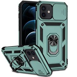Hitaoyou Custodia per iPhone 12/12 Pro, custodia per iPhone 12/12 Pro con custodia per fotocamera e cavalletto di grado militare, antiurto, resistente, con supporto magnetico per auto per iPhone 12/12 Pro