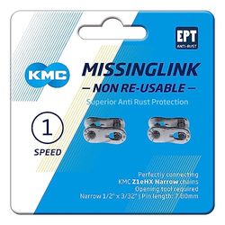 KMC Chain connector MissingLink Z1eHX Narrow NR EPT Silver EPT, 2 sets pr. card