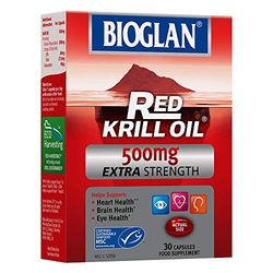 Bioglan Red Krill Oil | 500mg | High in Omega-3 | EPA & DHA | help Support Heart Eye & Brain health | One Month supply | 30 Capsules