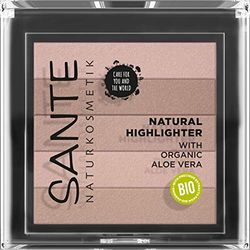 SANTE Naturkosmetik Natural Highlighter 01 Nude, brons, med ljusreflekterande skimrande pigment för strålande höjdpunkter, naturlig lyster, med värdefulla organiska extrakt och macadamiaolja, vegan, 7
