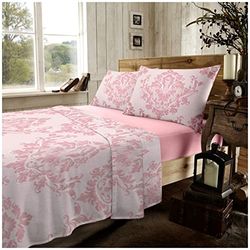 GC GAVENO CAVAILIA Lenzuolo con angoli in cotone, morbido e confortevole, con federe per cuscini, biancheria da letto king size, rosa cipria, 735137