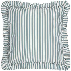 Wylder Nature Millie Coussin d'extérieur rempli de Polyester rayé à Volants – Bleu Canard – 50 x 50 cm