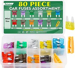 80Pcs Mini Car Fuses, Bolatus Blade Fuses 2Amp 3A 5A 7.5A 10A 15A 20A 25A 30A 35A 40A Automotive Replacement Fuses for Caravan Motorcycle Truck RV+ Fuse Puller