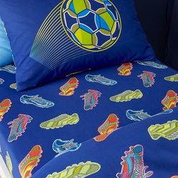 Catherine Lansfield Bright Football Tweepersoons Hoeslaken Navy Blauw