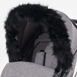 For-Your-Little-One aFHACWZ-B589 - Pram Fur Hood Trim Compatible On Zooper, Color Black