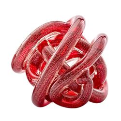 Torre & Tagus Orbit Glass Décor Ball, Handmade Glass Knot Room Decor Home Decor Accent for Decorative Books, Coffee Table, Home Office Desk, Living Room Shelf, 3-inch Diameter, Gold Metallic Red