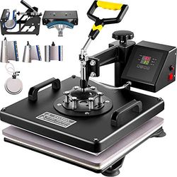 VEVOR 8 en 1 Presse à Chaud 38 x 38 cm, Transfert Thermique, pour 15 x 15 pouces, T-Shirt, Machine de Sublimation de Chaleur Mulitifuctional pour Tasse, Chapeau