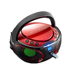 Lenco Radio CD Portátil Scd-550Rd Color Rojo, Bluetooth, USB, Radio FM