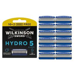 WILKINSON SWORD - Hydro 5 Razor Blades For Men Blades Carbon Coated Hydrating Gel & Precision Trimmer Pack of 10 Razor Blade Refills plus 2 FREE