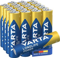 Varta Pilha Longlife Power AAA Micro LR03 (embalagem de 20 unidades), pilha alcalina - "Made in Germany" - Adequado para brinquedos, lanternas, comandos e outros aparelhos que funcionam a pilhas