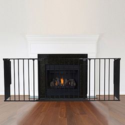 Safetots Multi Panel Fire Surround, 46cm Deep x 164cm Wide, Black, Child and Pet Fire Safety, Baby and Toddler Fire Guard, Safety Barrier for Fireplaces, Easy Installation