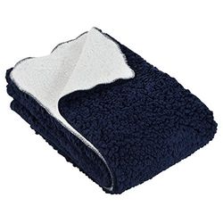 Large Luxury Soft Sherpa Fleece Blanket Chunky Double Layer Warm Sofa Bed Throw 130x160cm - Navy