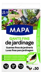 Mapa - Guantes finos de jardinería x 50 - Destreza y resistencia - Nitrilo y Vinilo - Caja dispensadora de 50 guantes finos - Negros - Talla L/XL