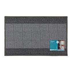 JVL Palmero deurmat met latex achterkant, machinewasbaar, grijs/zwart, 40 x 70 cm
