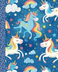 Composition Notebook | Unicorn Theme | Wide Ruled | 100 Lined Colored Pages