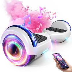 Hoverboard Complete voor kinderen, hoverboard met LED-lampjes en bluetooth, cadeau voor kinderen, wit