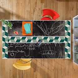 WALPLUS Creative Kit groene 3D-blokjes en Blackboard zelfklevende muursticker, vinyl, meerkleurig, 64 x 5,5 x 5,5 cm