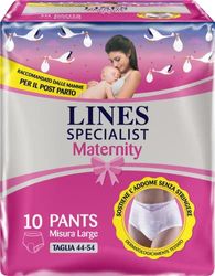 Lines Specialist Maternity, Taglia L (95-125 cm) - Mutande Assorbenti Post Parto, Multicolore, 10 Unità