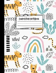 Tiger Jungle Themed Composition Notebook - Primary Story Journal: Dotted Midline and Picture Space | Grades K-2 School Exercise Book | 100 Story Pages
