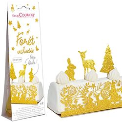 SCRAP COOKING - Déco Bûche Forêt enchantée - Kit Décoration Noël pour Gâteau, Pâtisserie, Dessert, Anniversaire - Cake Design - 4915