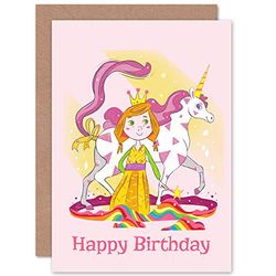 Wee Blue Coo Unicorn Princess Magic Birthday Greeting Card With Envelope Blank Inside Premium Quality