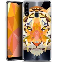 Caseink fodral för Samsung Galaxy A20s (6.5) [HD gel tryckt i Frankrike polygon djurserie - mjuk - ultratunn] tiger