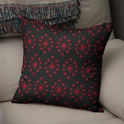 BonaMaison Fundas para Cojínes, Negro Rojo Funda de Almohada Silla Oficina Cama Decorativa Moderna Decoración del Hogar Habitación, 43x43 Cm - Diseñado y Fabricado en Turquía