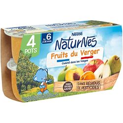 Nestlé Naturnes - Purée de Fruits Bébé - Fruits du Verger - dès 6 Mois - 4X130g