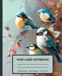 Vintage Chickadee Wide-Lined Notebook: Vintage Chickadee Blank Lined Journal
