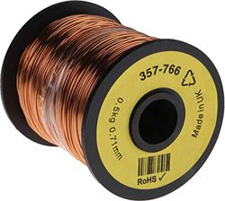 RS PRO Alambre de cobre PUR lacado, diámetro 0,78 mm/0,4 mm², 21 AWG, bobina de 120 m