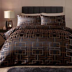 Soiree - Bardon - Jacquard Duvet Cover Set - Super-King Bed Size in Black