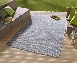 NORTHRUGS Tapete xadrez para interior e exterior, 160 x 230 cm, resistente às intempéries, design geométrico moderno, aos quadrados, para varanda, terraço, jardim, jardim de inverno, tapete