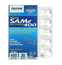 Jarrow Formulas SAMe 400mg - 30 Comprimés - Soutien Humeur et Articulaire - Formule Bioactive pour Santé du Foie et Neurotransmission