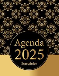 Agenda 2025 Semainier: Agenda Semainier 2025 (Janvier 2025 à Décembre 2025) | 1 Semaine sur 2 Pages | Grand Format A4 | Couverture Noire