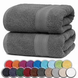NatureMark Lot de 2 Serviettes de Sauna, Qualité Supérieure, 80 x 200 cm, 100% Coton, Gris Anthracite, NM-HT0802