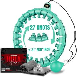 Hula Hoop inteligente con peso, ajustable para ejercicio de fitness, 27 nudos (verde)