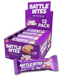 Battle Bites High Protein Bar, 12 x 62 g Low Carb Protein Bars - Glazed Sprinkled Donut