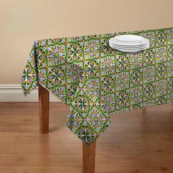 Doge Milano Nappe avec impression numérique, 100% Made in Italy Nappe antidérapante pour salle à manger, lavable et antitache, Modèle Maiolica - Rosalba, cm 240x140