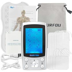 SURFOU 3 EN 1 Electrostimulateur Musculaire, Double Canal TENS/EMS Stimulateur Musculaire, 24 Programmes, Pour Soulager la Douleur, Massage, Thermothérapie