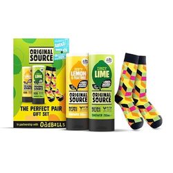 Original Source x Oddballs The Perfect Pair Gift Set with Lemon & Tea Tree and Lime Shower Gel and Socks, Gifts for Men, Birthday Gift, 100 Precent Naturual Fragrance, Vegan, Cruelty Free