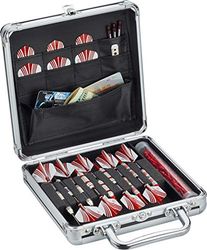 Casemaster Ternion Étui à fléchettes en aluminium – Peut contenir 9 fléchettes, pointe en acier ou pointe souple avec gain de place, 8 poches pour accessoires, grande poche pour les objets plus grands