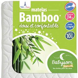 Babysom - Bamboo Baby Matras - 70x140 cm | 14 cm dik | Ademend en absorberend | Vrij van chemische behandelingen | Afritsbare tijk | Oeko-Tex® | EU-product