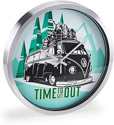 Volkswagen 1H2050810 Wall Clock VW T1 Bulli Bus Time to Get Out Retro 30 cm