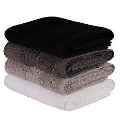 Juego de toallas de mano (4 piezas) blanco, gris, gris oscuro y negro