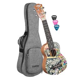 Art Series Sopraan Ukelele Urban, Design Solid Top Ukelele met tas en 3 plectrums